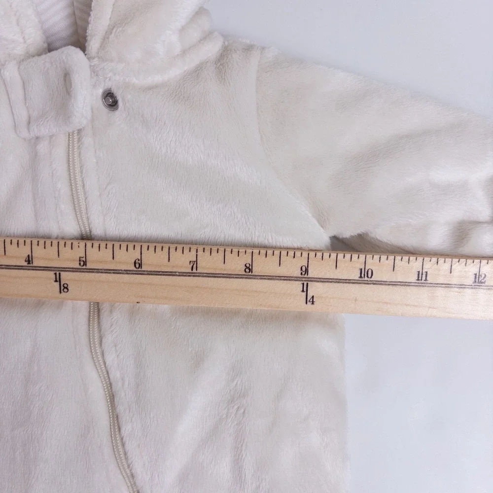 Carter's‎ Pram Suit Kids Newborn White Ivory Plush Bear Ear Hooded